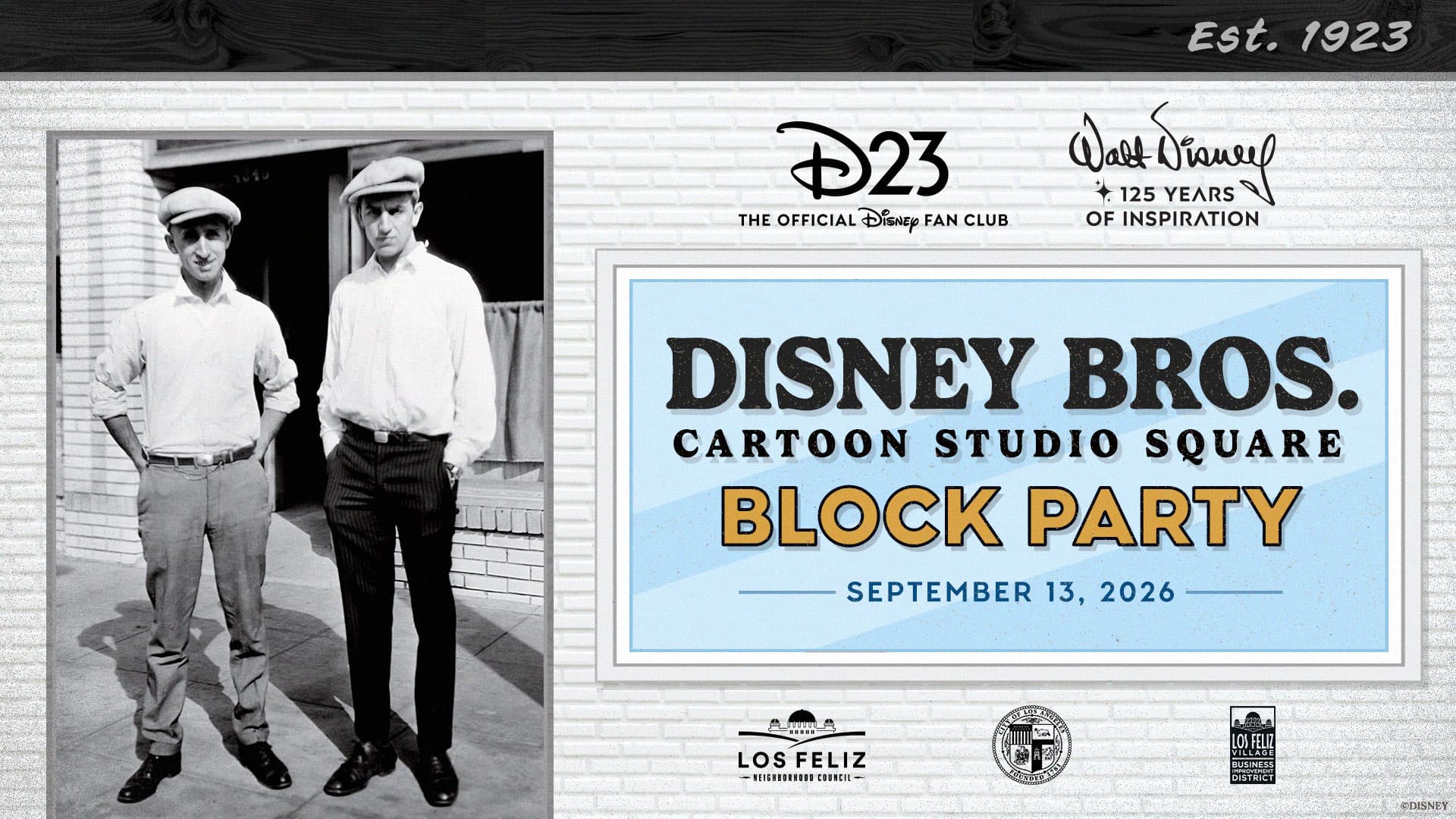 Walt Disney: 125 Years of Inspiration – Disney Bros. Cartoon Studio Square Day Block Party